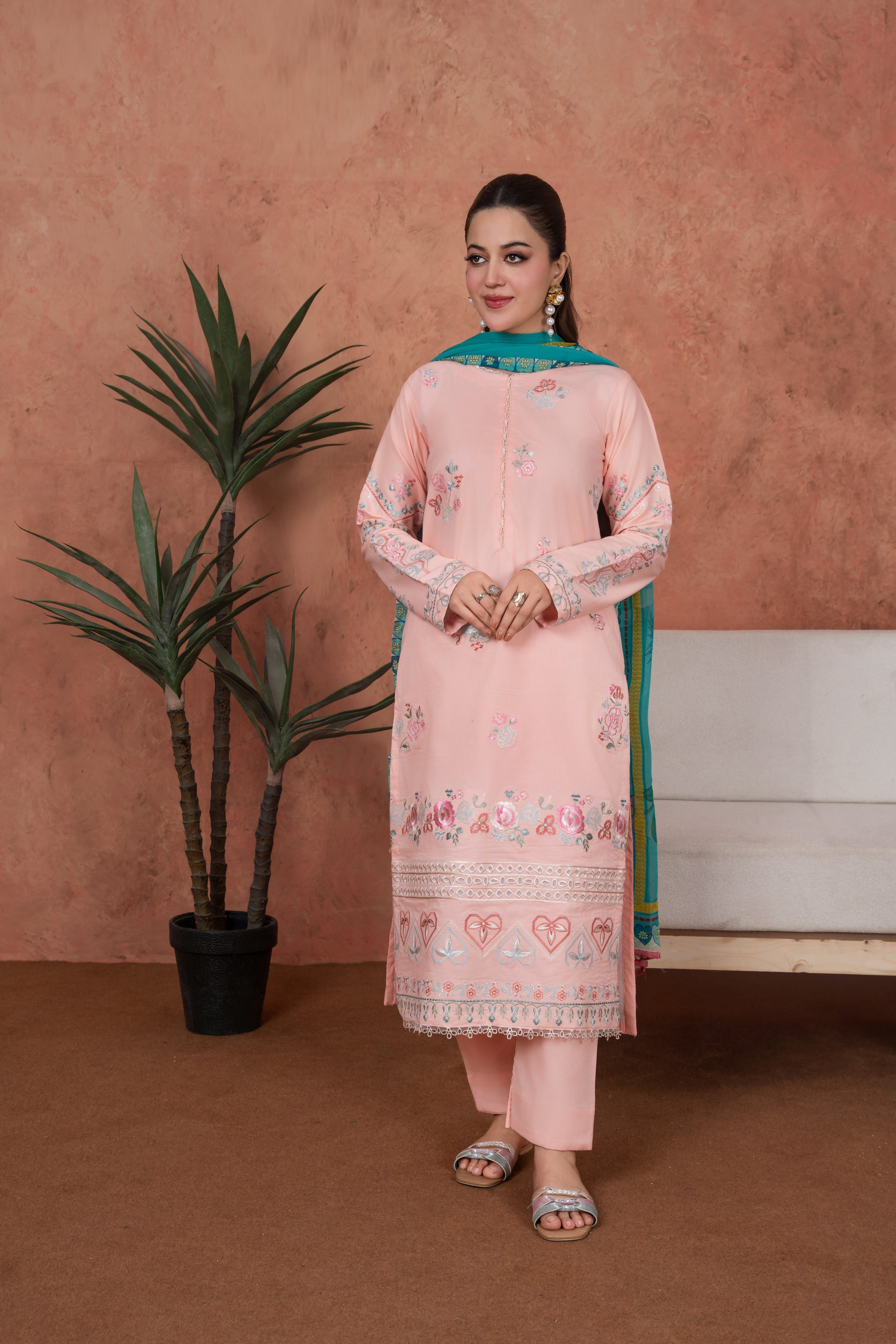 Feathers Unstitched 3 Piece Emb Lawn Summer Suit-Blush Seraphine-Embroidered 3pc