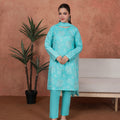 Feathers Unstitched 3 Piece Emb Lawn Summer Suit-Aqua Lumière-Embroidered 3pc