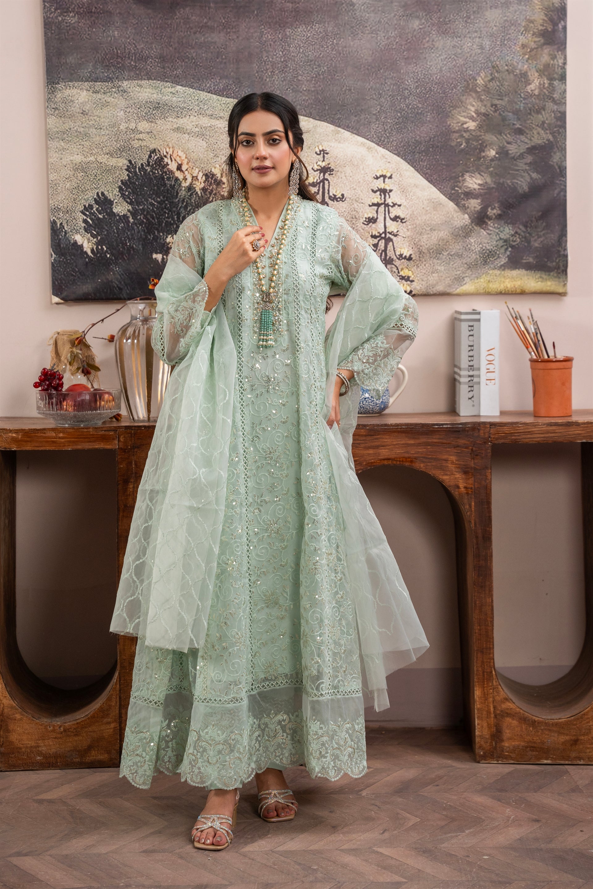 Rang Nirala By Manahils Stitched 3 Piece Formals Collection'2025-K-151-MINT GREEN
