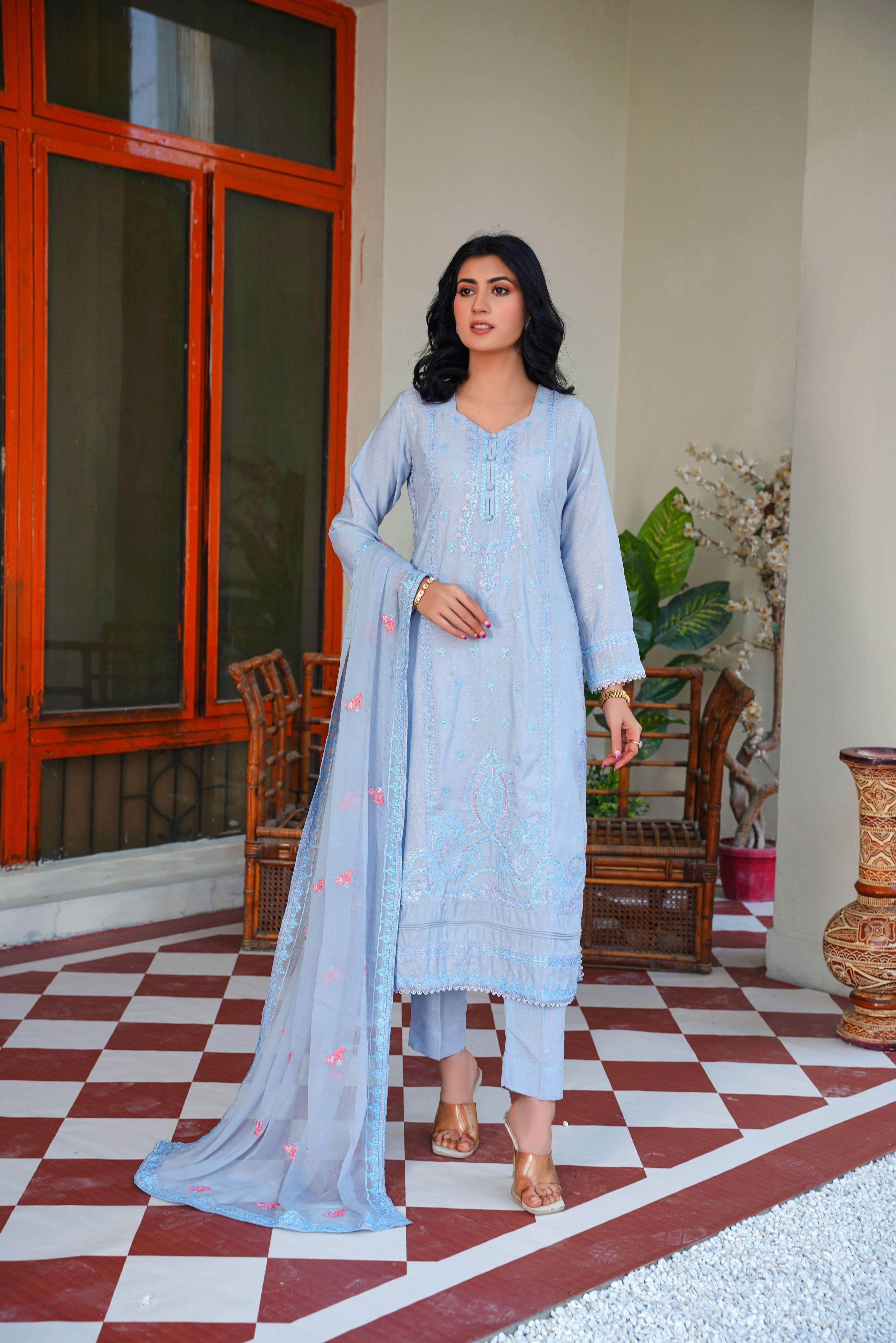 Threads & Weaves 3 PC KARANDI Embroidered Dress-KR24101