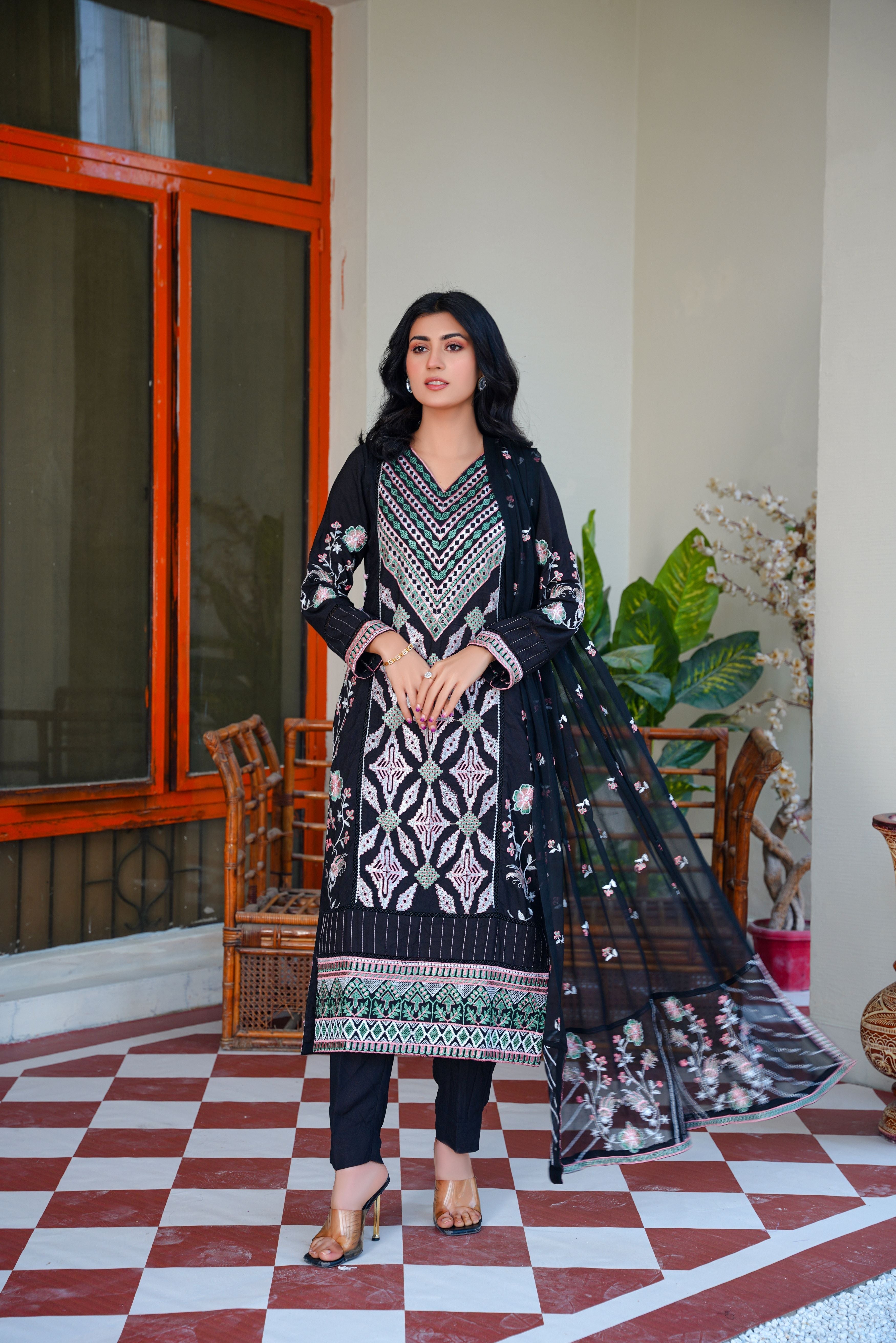 Threads & Weaves 3 PC KARANDI Embroidered Dress-KR24102