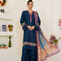 Threads & Weaves Zinc Embroidered Viscose 3-Piece Pret Suit with Multicolor Dupatta