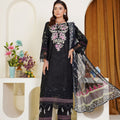 Threads & Weaves Black Embroidered 3-Piece Ready-to-Wear Viscose Suit