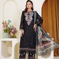 Threads & Weaves Black Embroidered 3-Piece Ready-to-Wear Viscose Suit