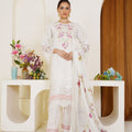 Threads & Weaves White Embroidered 3-Piece Ready-to-Wear Lawn Suit with Floral Dupatta
