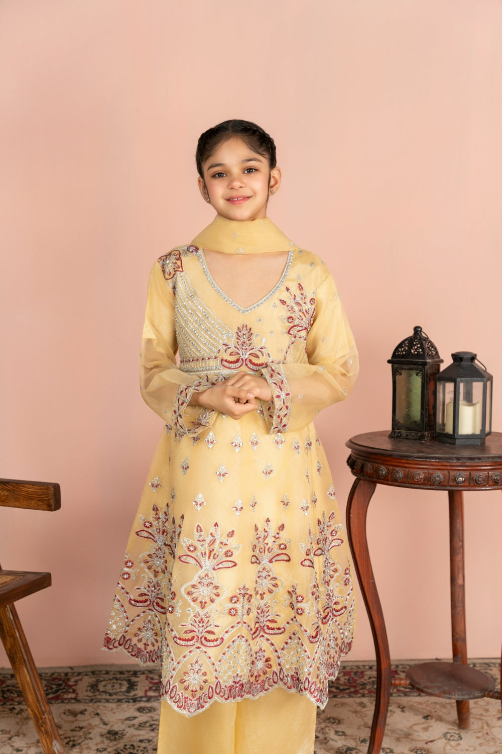 Khayat Stitched 3 Piece Kids Formals Collection'2025 Lemon Yellow
