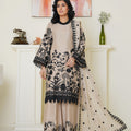 Threads & Weaves Chic Beige & Black Embroidered Viscose 3-Piece Suit