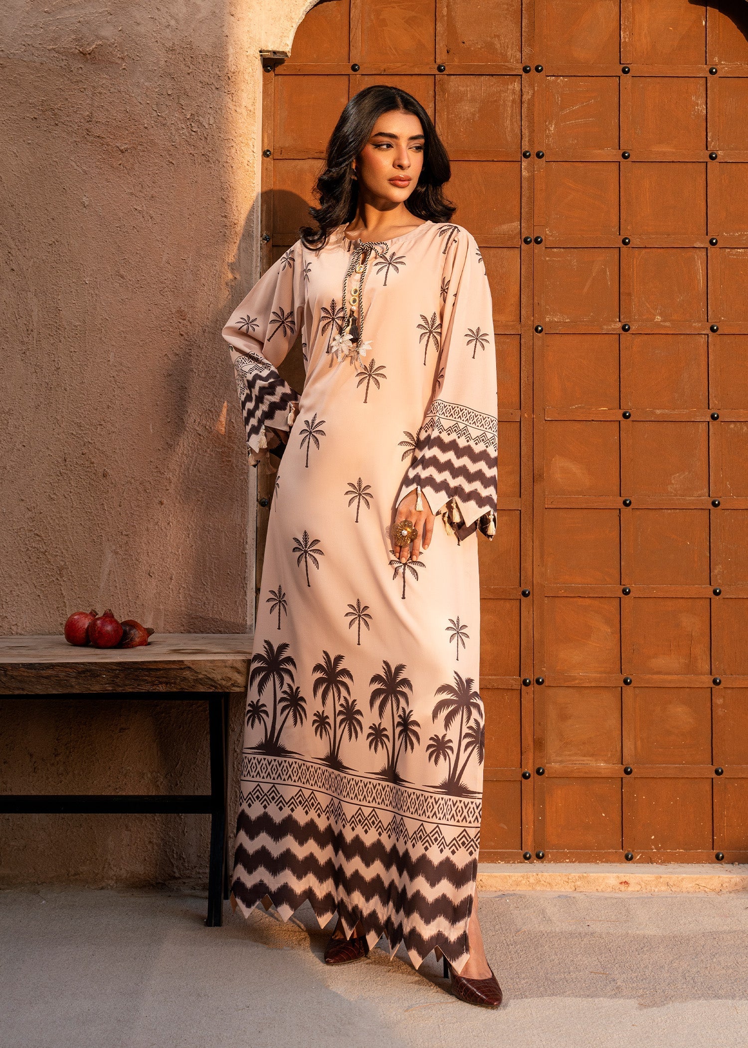 Nairah Shirts Summer Ramadan Edit Suit-PEACH PALM