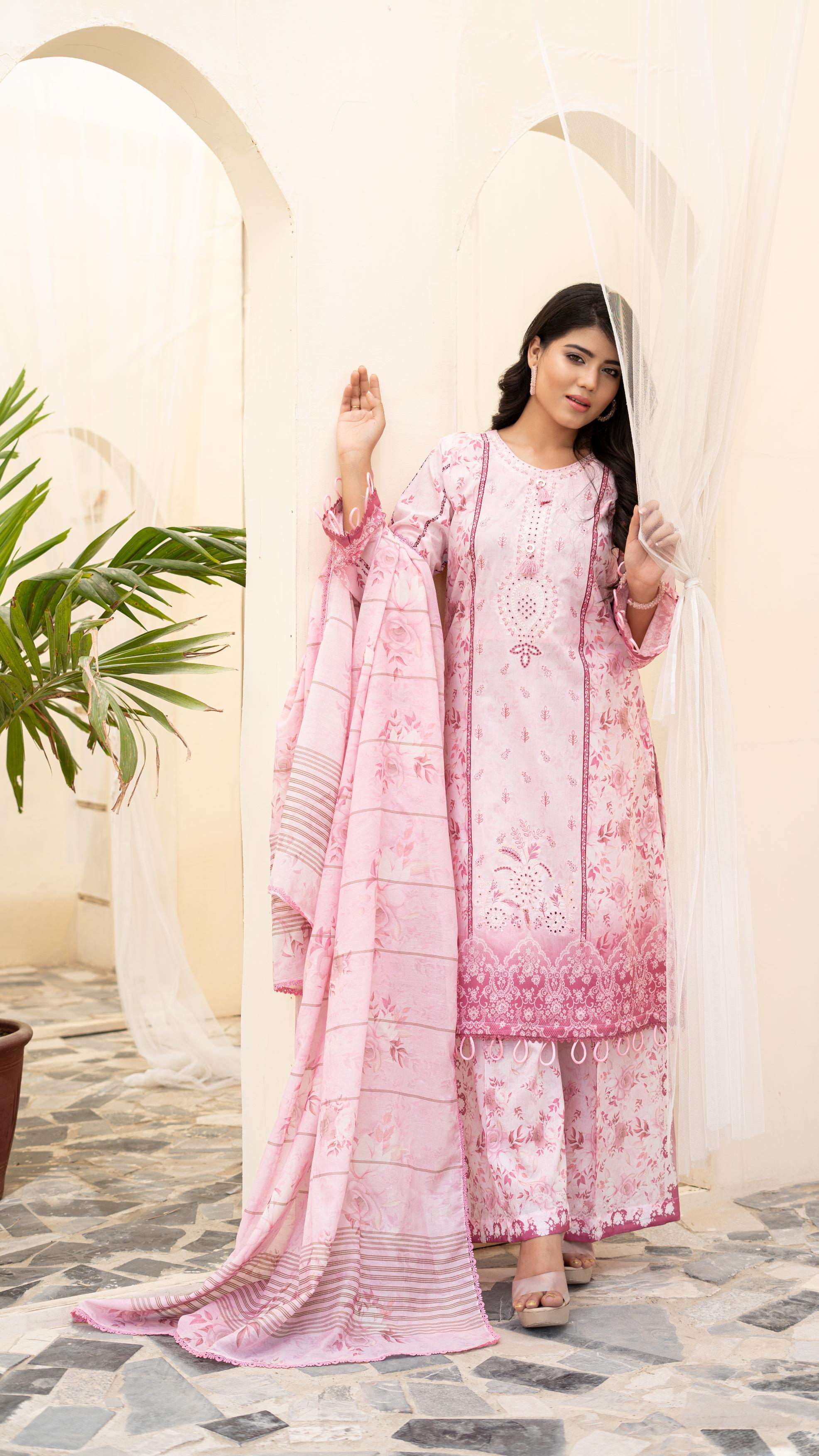 Dressline Launching New Unstitched  3 Pcs Premium Chikankari Emb Digital Printed Lawn Collection