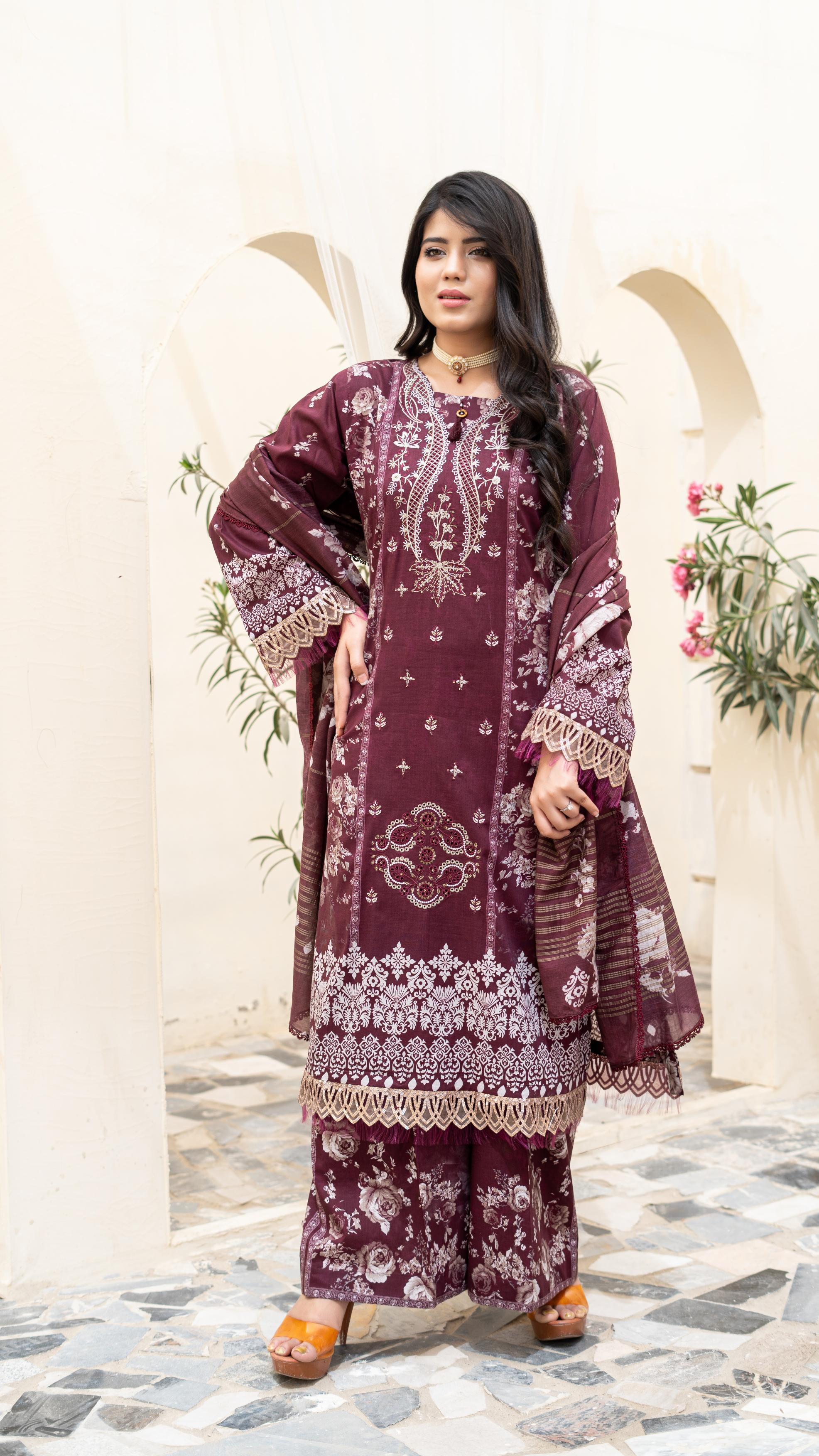 Dressline Launching New Unstitched  3 Pcs Premium Chikankari Emb Digital Printed Lawn Collection