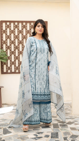 Dressline Launching New Unstitched  3 Pcs Premium Chikankari Emb Digital Printed Lawn Collection