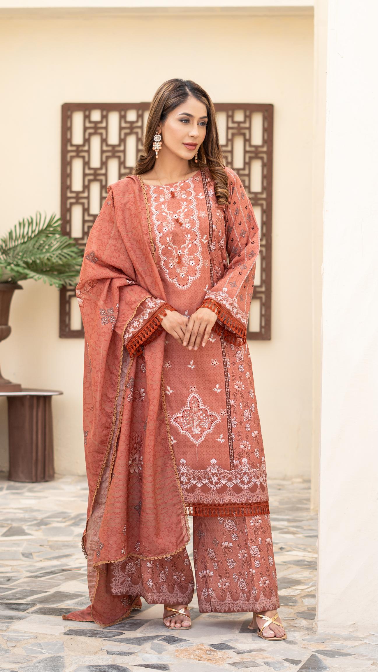 Dressline Launching New Unstitched  3 Pcs Premium Chikankari Emb Digital Printed Lawn Collection