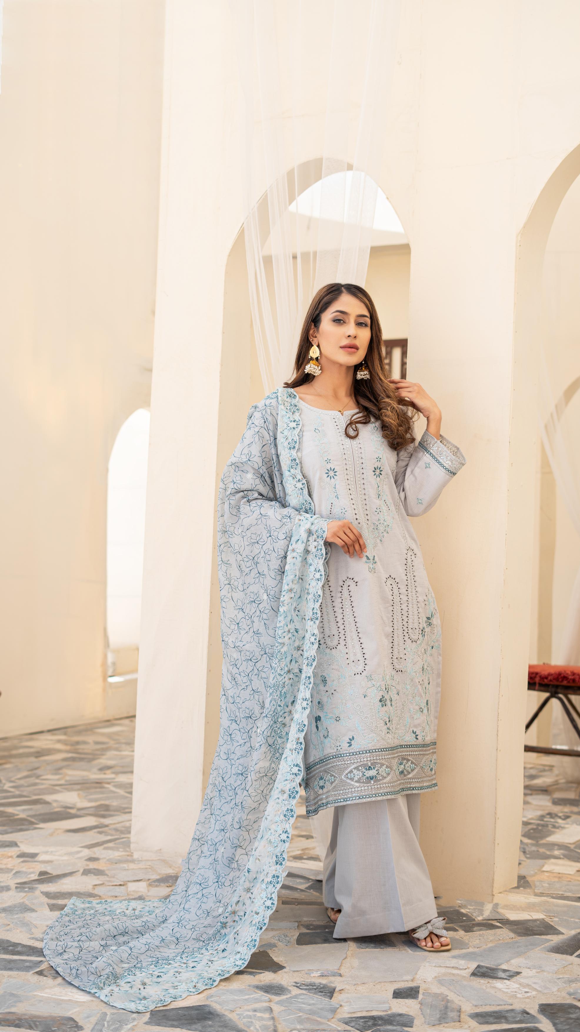 Dressline Launching New Unstitched  3 Pcs Premium Emb ChikankariJacquard Lawn Collection
