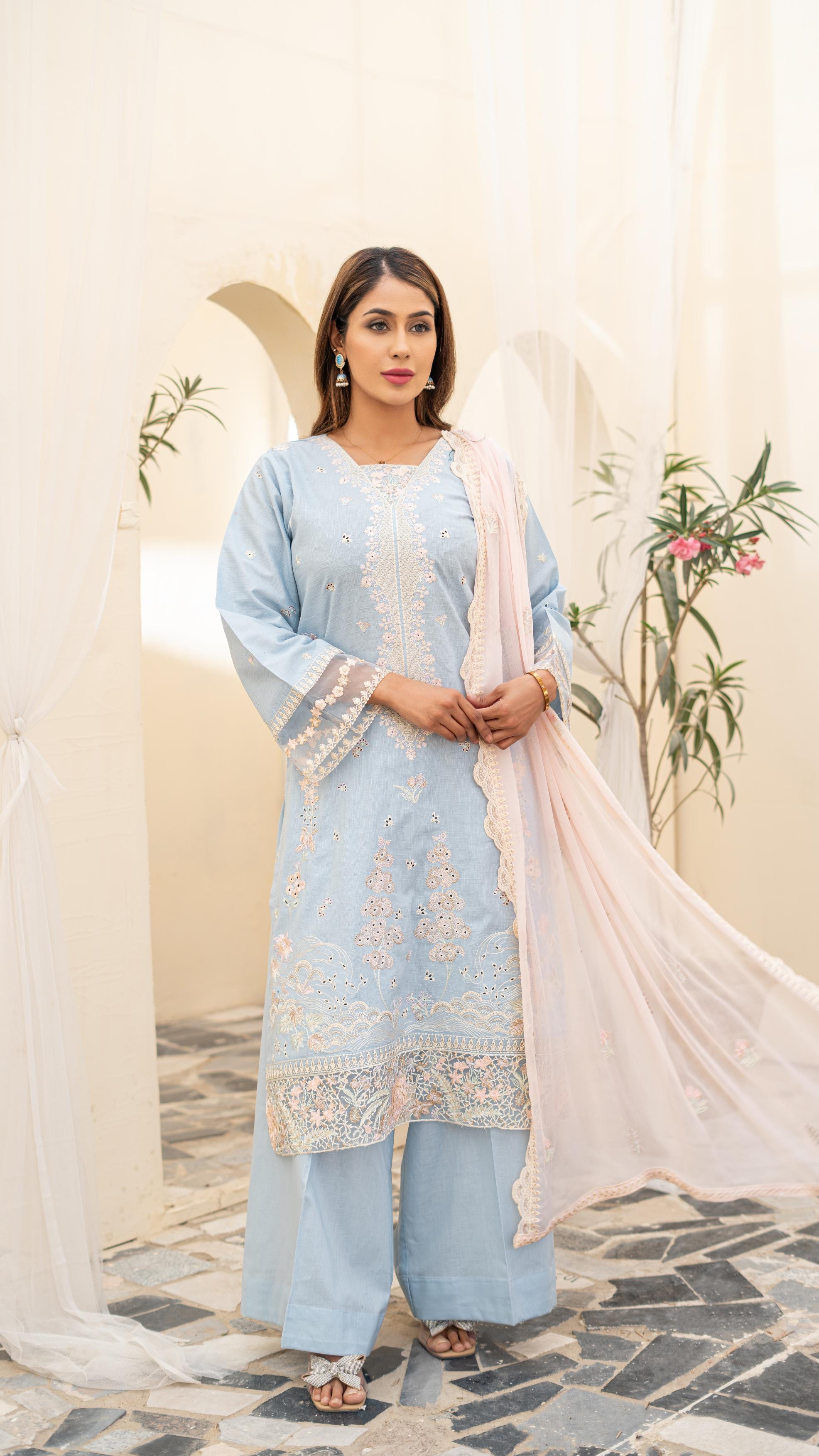 Dressline Launching New Unstitched  3 Pcs Premium Emb ChikankariJacquard Lawn Collection