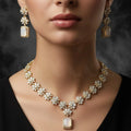 Zeesy Dainty Crystal Cluster Necklace Set