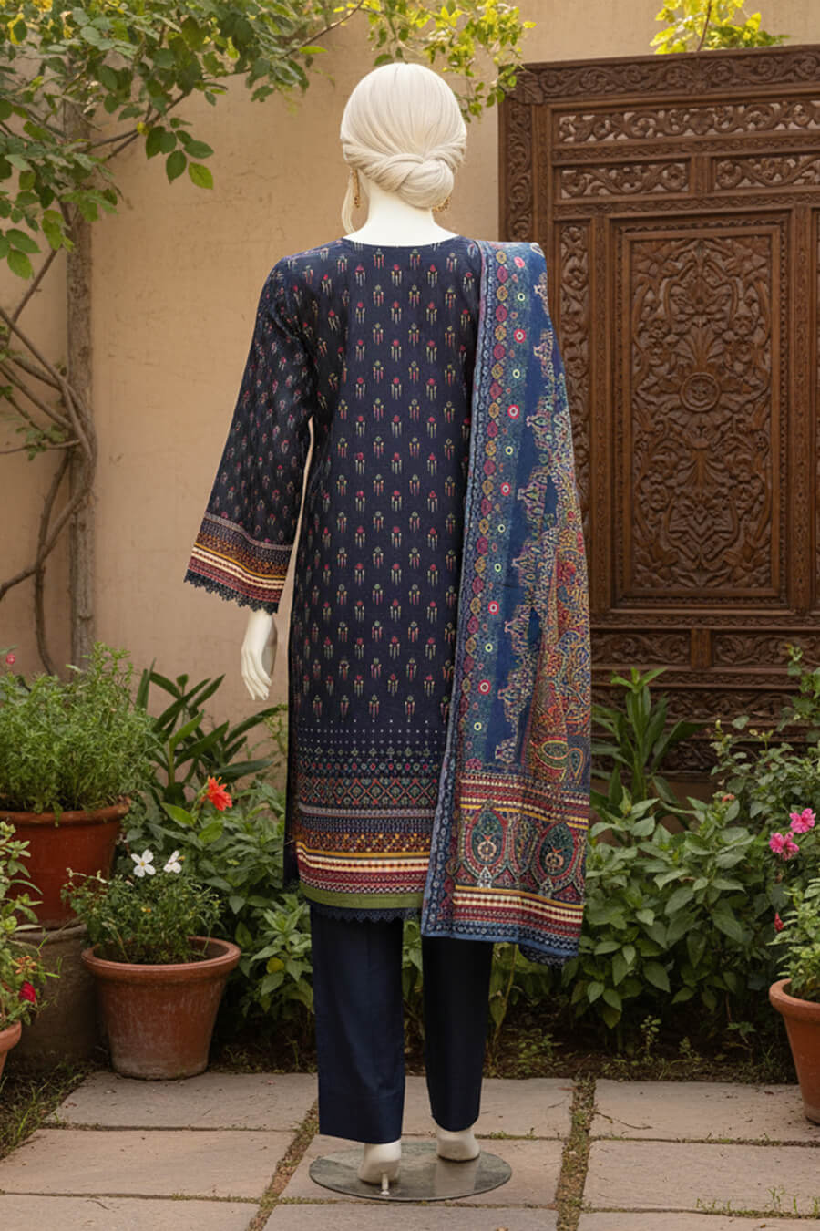 Almeerah Unstitched 3 Piece Winter Khaddar Luxe Collection'2025-Deep Ocean Twilight