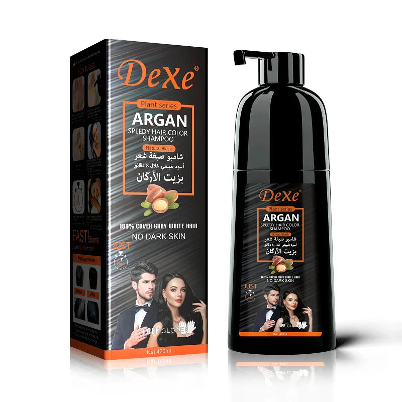 Dexe - Hair Color Shampoo Argan Speedy Natural Black 420Ml