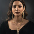 Zeesy Diamond Lantern Drop Necklace Set