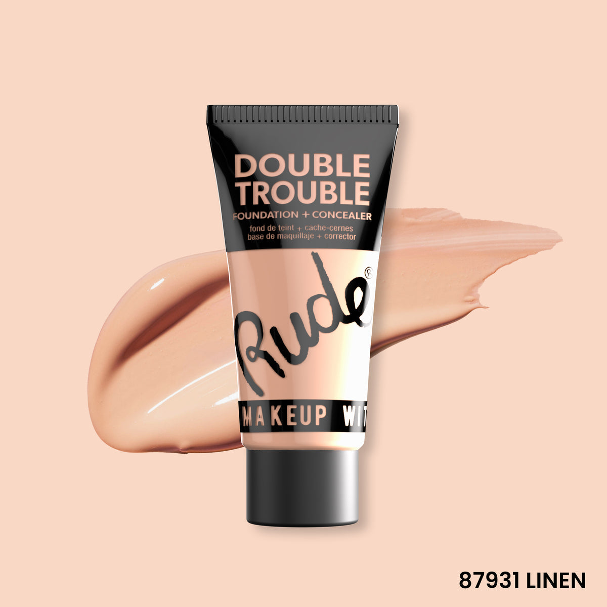 Rude Cosmetics - Double Trouble Foundation and Concealer - Linen - My Store