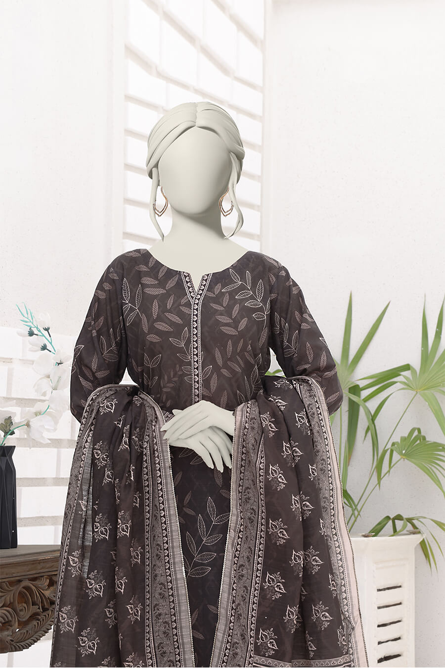 Almeerah Unstitched 3 Piece Stripe Dora Luxury Lawn Vol-02 Collection'2025-Dusted Cocoa