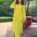 Manahils Stitched Threaded Love  Yellow
