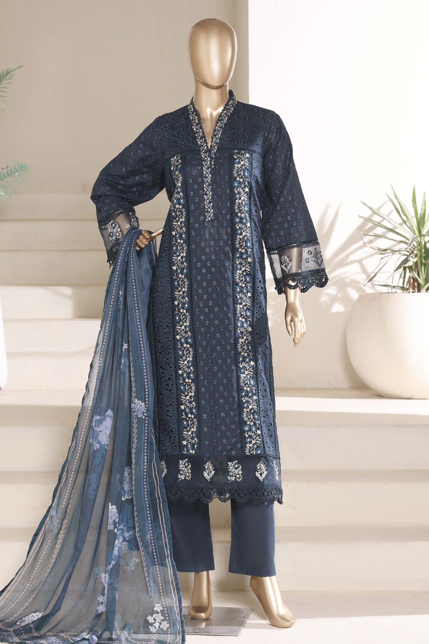 Sada Bahar Stitched 3 Piece The Luxury Chikankari Edit Vol-01 Suit-EDIT-05-BLUE