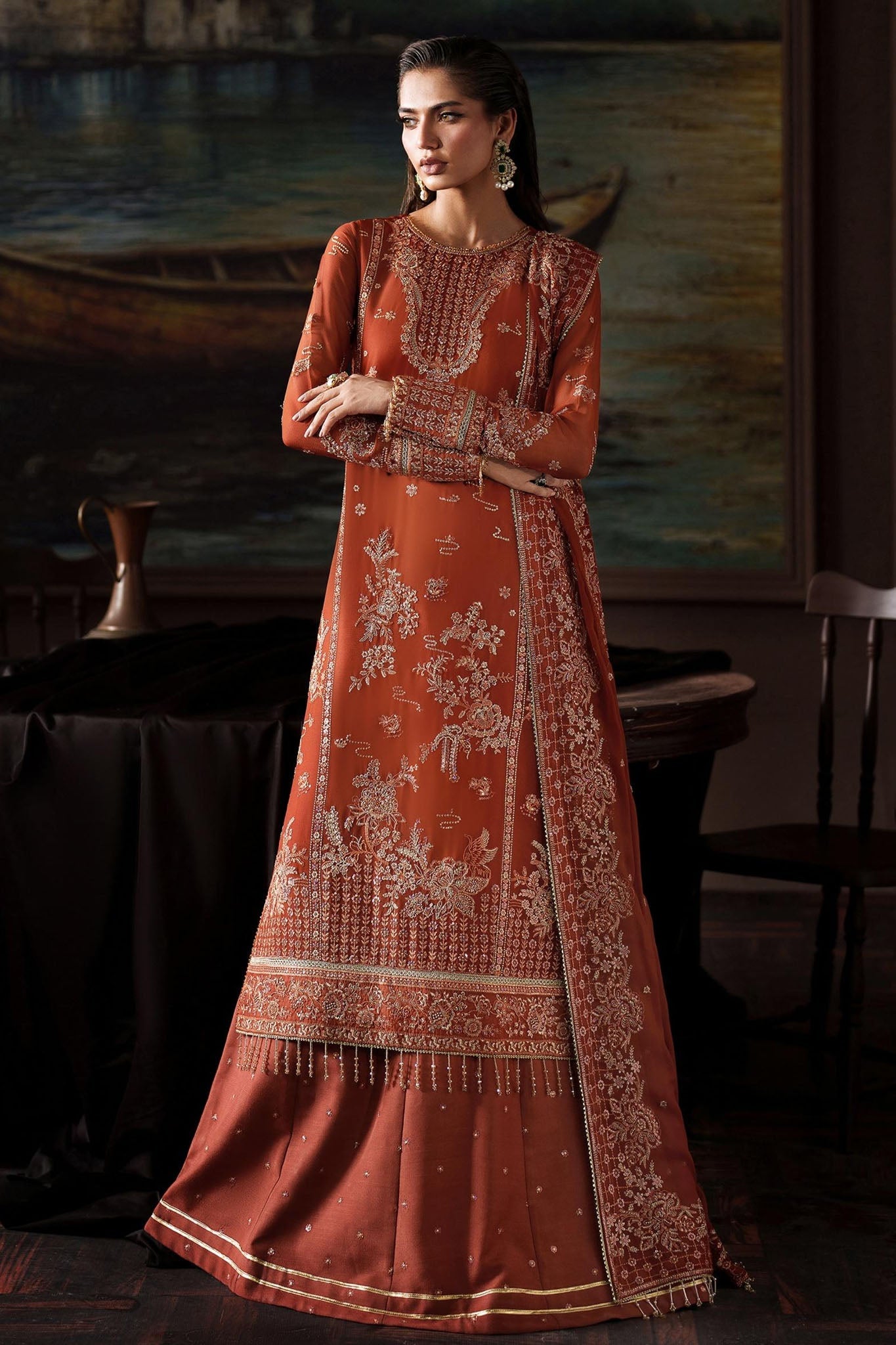 Zarif Unstitched 3 Piece Premium Chiffon Suit-ZRF-PRC-07 ELEONORE