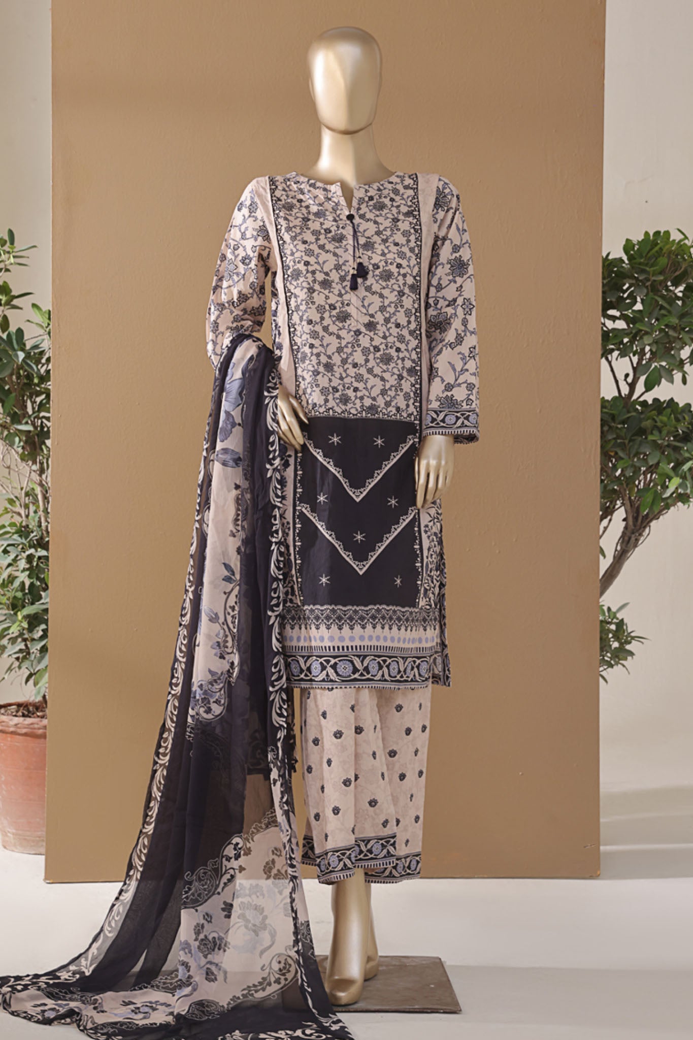 Intermix Art & Craft By HZ Stitched 3 Piece Printed Cambric Collection'2025-ELP-3P-534-Skin