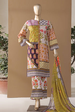 Intermix Art & Craft By HZ Stitched 3 Piece Printed Cambric Collection'2025-ELP-3P-537-Multi