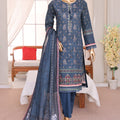 Sumi Stitched 3 Piece Emb Printed Lawn Suit-EM-01-Blue