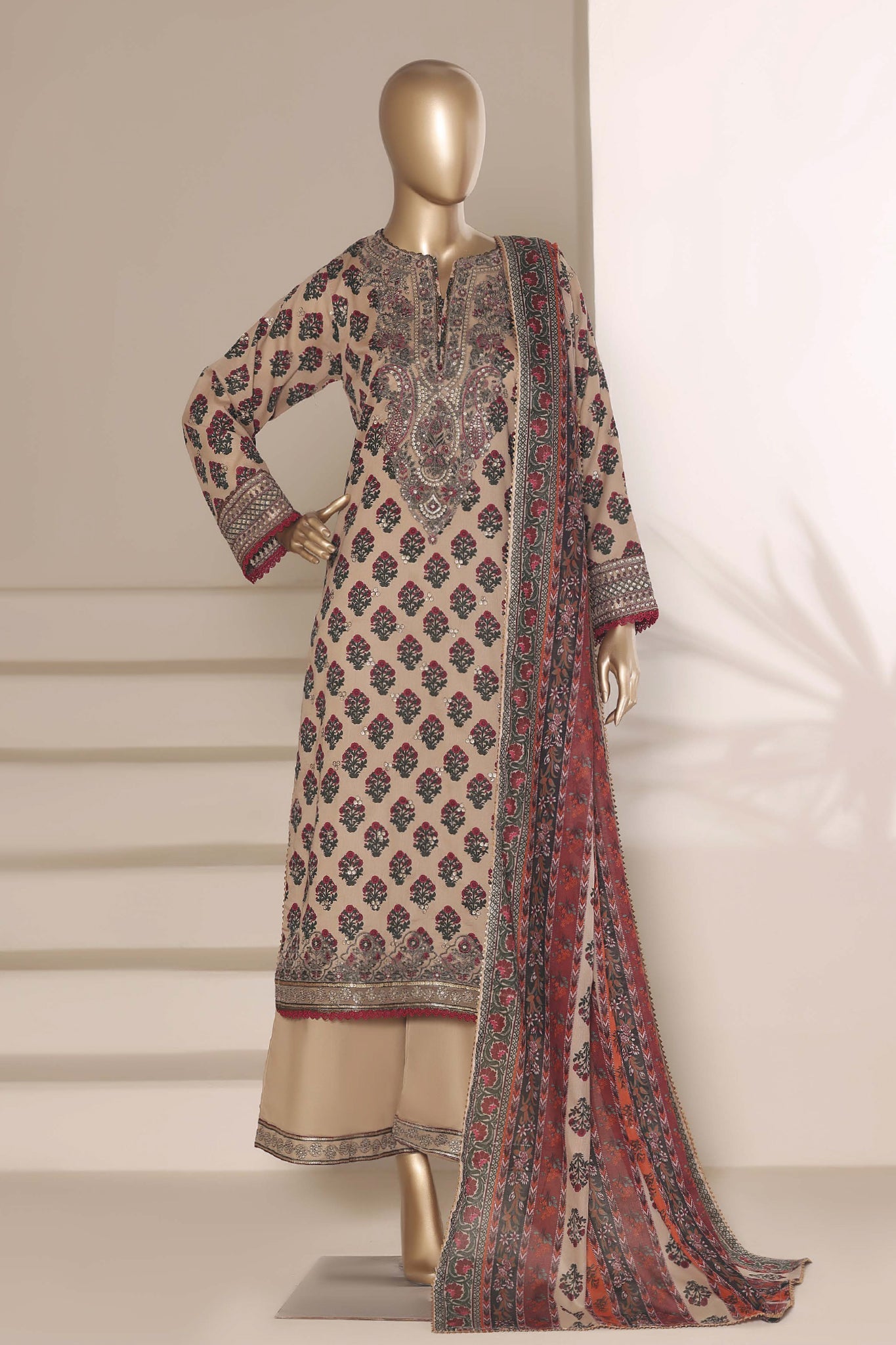 Regal By Sada Bahar Stitched 3 Piece Emb Lawn Vol-01 Suit-EMB-4253-SKIN