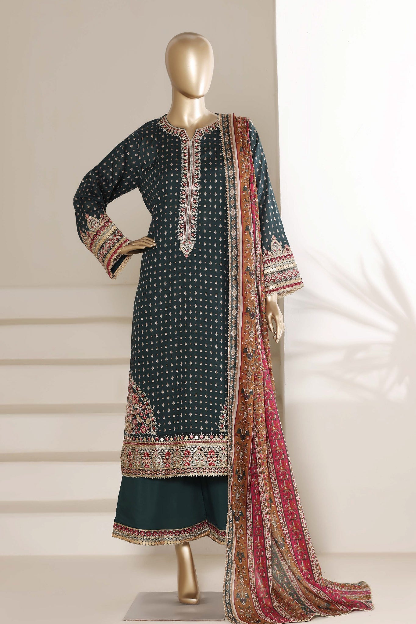 Regal By Sada Bahar Stitched 3 Piece Emb Lawn Vol-01 Suit-EMB-4261-GREEN
