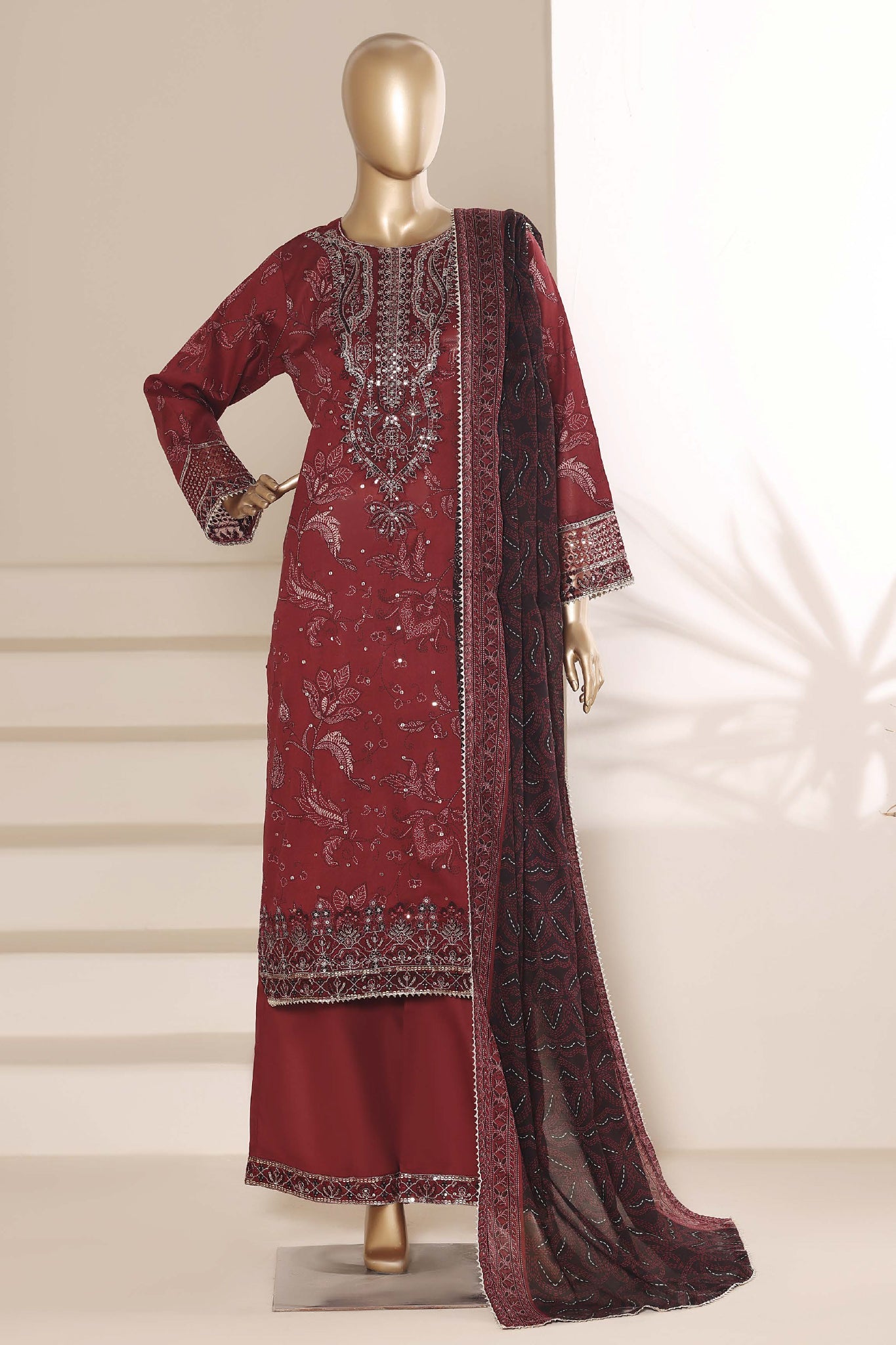 Regal By Sada Bahar Stitched 3 Piece Emb Lawn Vol-01 Suit-EMB-4267-BROWN