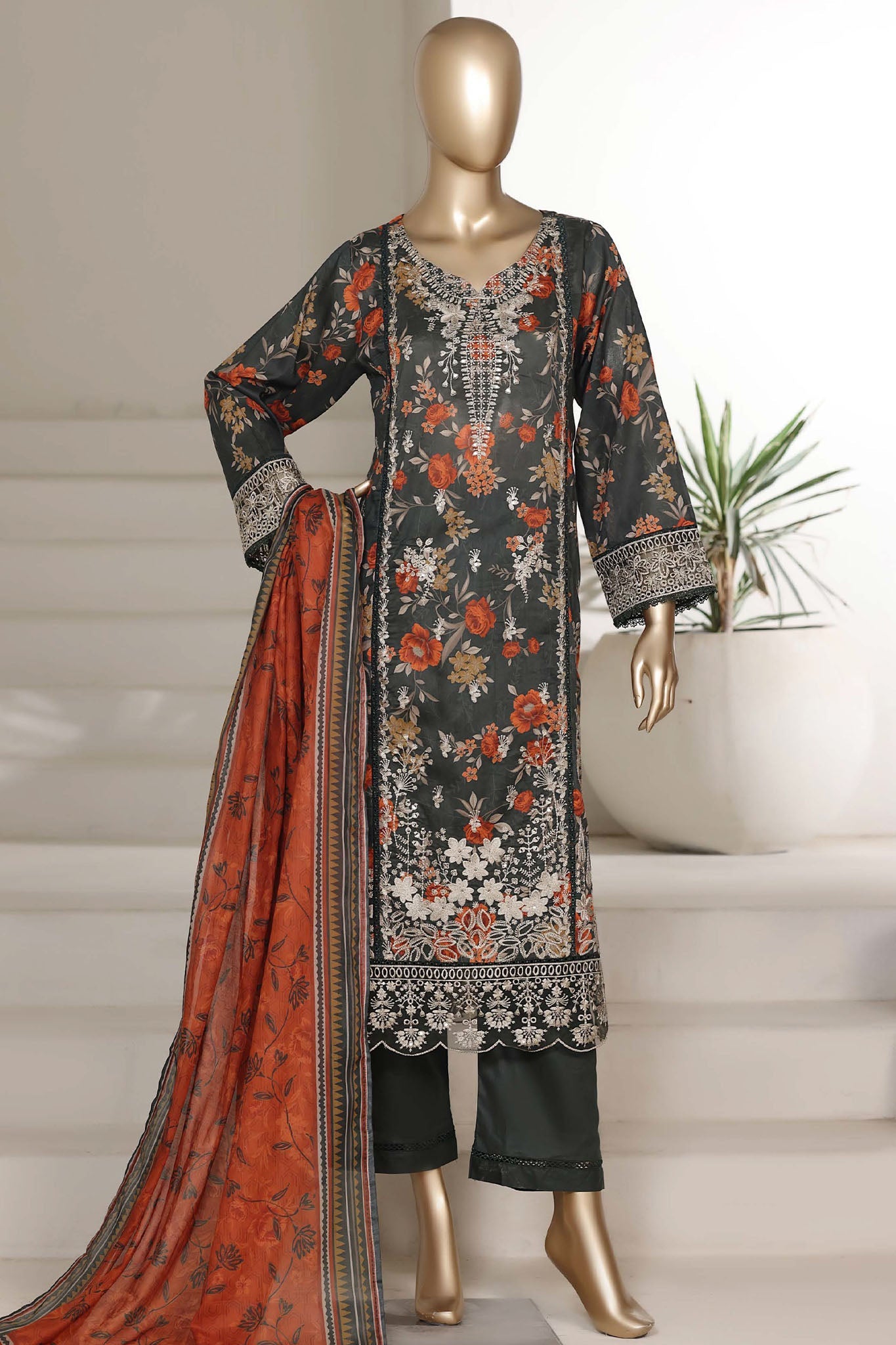 Sada Bahar Stitched 3 Piece Emb Signature Festive Vol-04 Suit-EMB-7706-GREEN