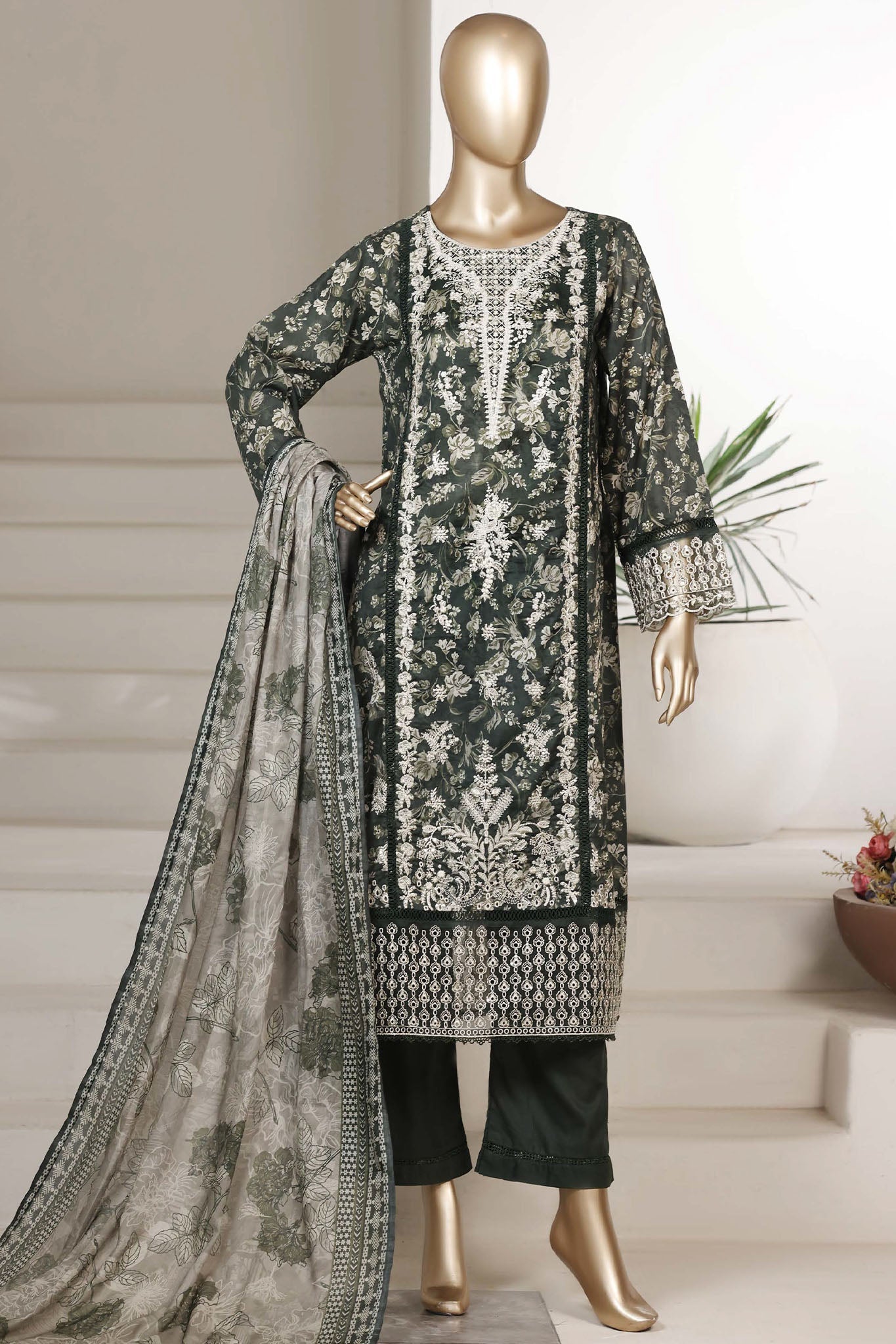 Sada Bahar Stitched 3 Piece Emb Signature Festive Vol-04 Suit-EMB-7710-GREEN