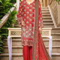 Eid Ke Rang By Bin Saeed Stitched 3 Piece Chikankari Lawn Collection'2025-SM-1783-Red