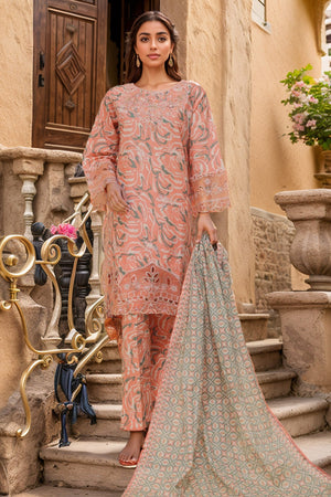 Eid Ke Rang By Bin Saeed Stitched 3 Piece Chikankari Lawn Collection'2025-SM-1774-Pink