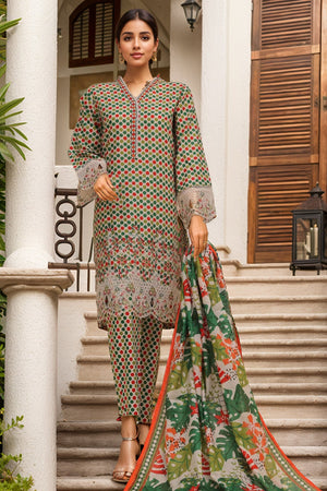 Eid Ke Rang By Bin Saeed Stitched 3 Piece Chikankari Lawn Collection'2025-SM-1771-Green