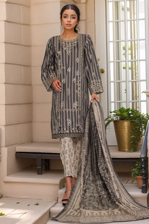 Eid Ki Khushiyan by Bin Saeed Stitched 3 Piece Luxury Self & Stripe Collection'2025-SM-1854