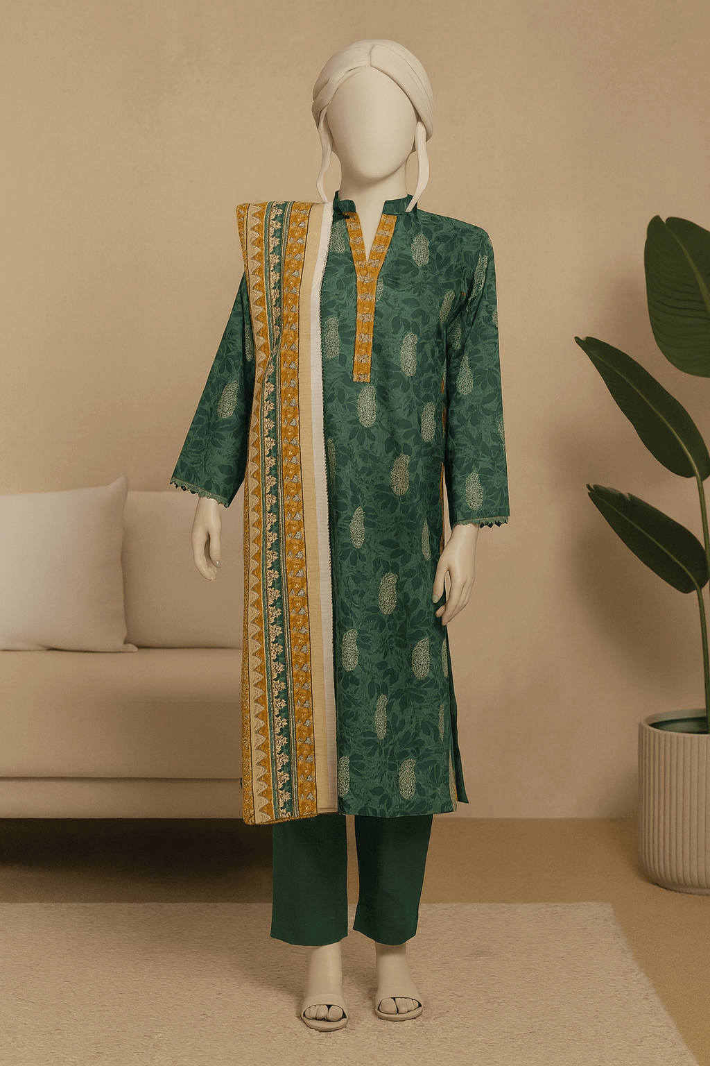 Almeerah Unstitched 3 Piece Luxe Summer Collection'2025-Emerald Green Allure