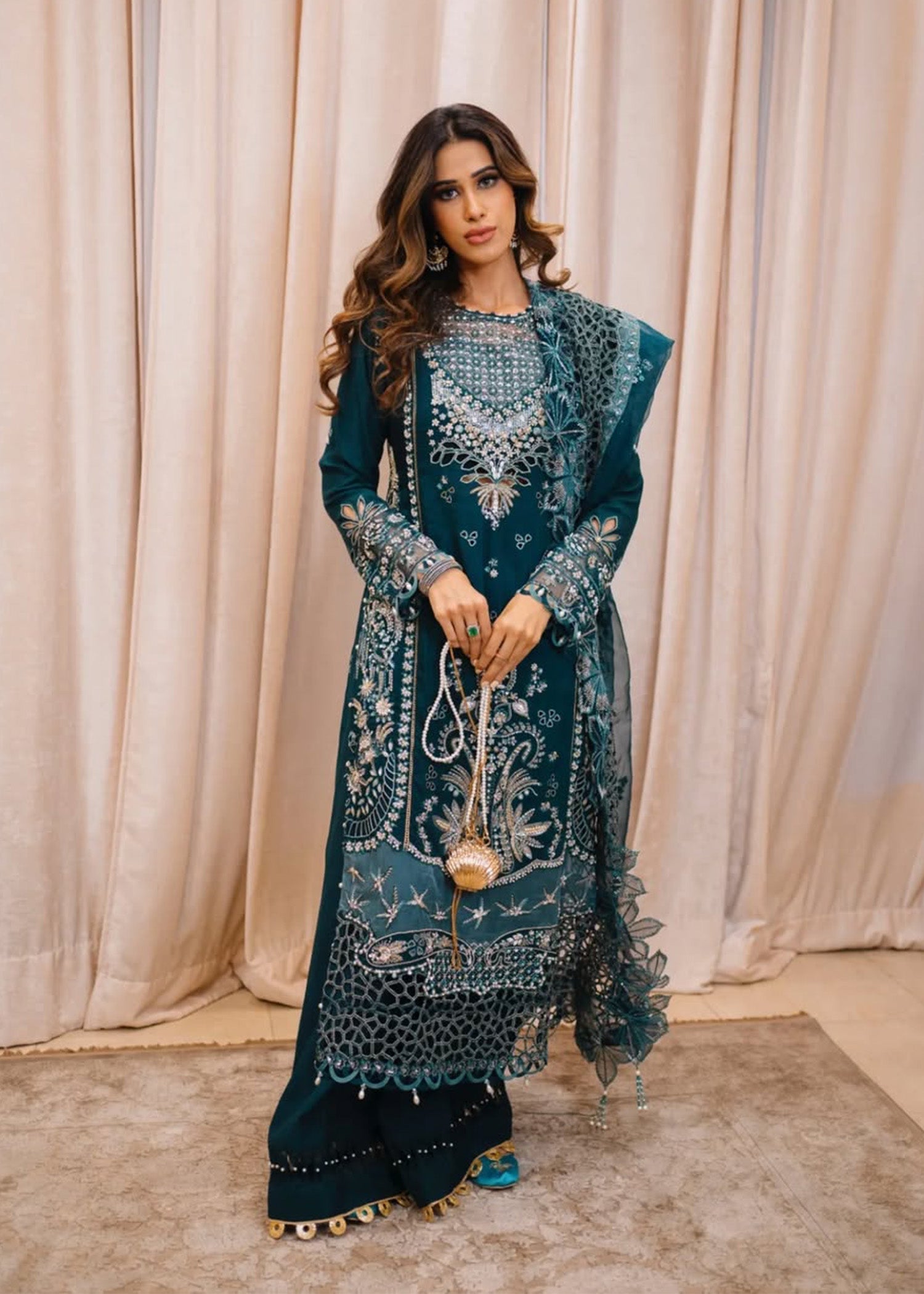 Sardinia Unstitched 3 Piece Formals Collection-Emerald Night - Aden Rehan