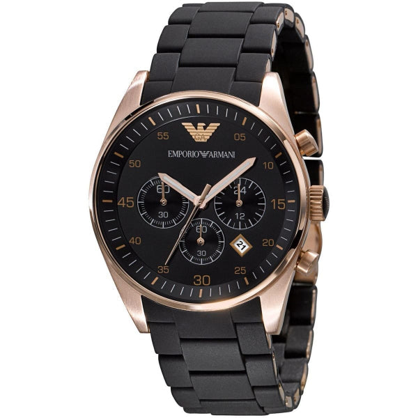 EMPORIO ARMANI Sportivo Black Stainless Steel Black Dial Chronograph Quartz Watch for Gents - EMPORIO ARMANI AR5905