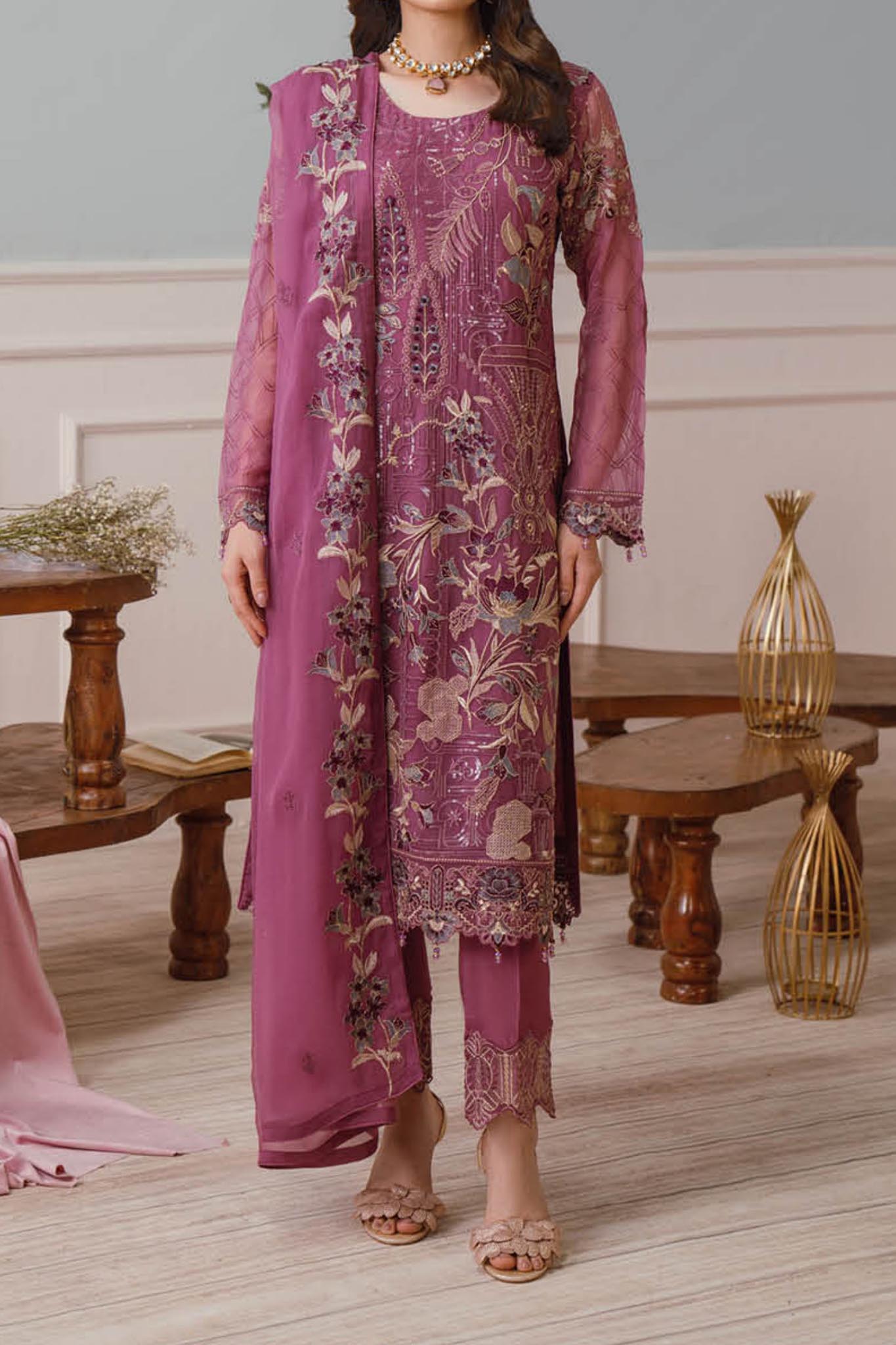 Ramsha Unstitched 3 Piece Chiffon Vol-25 Collection'2024-F-2509