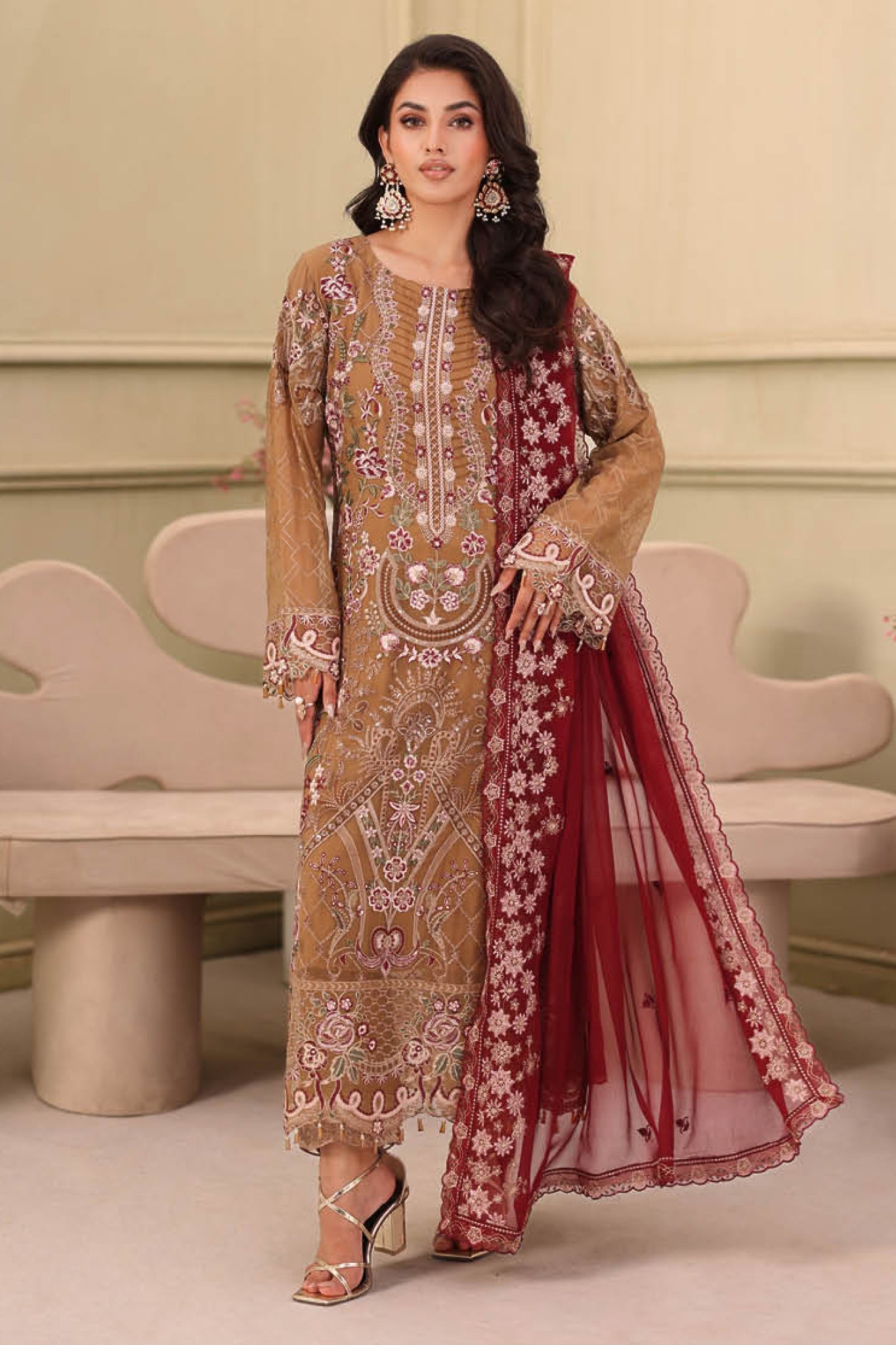 Ramsha Unstitched 3 Piece Luxury Chiffon Vol-27 Suit-F-2702