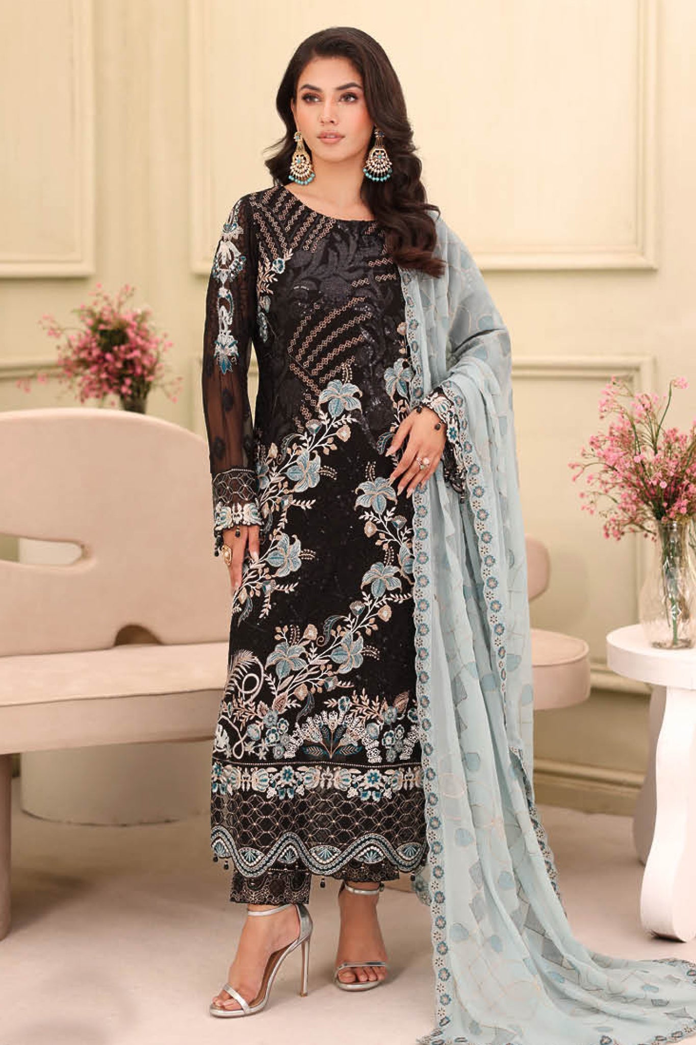 Ramsha Unstitched 3 Piece Luxury Chiffon Vol-27 Collection'2025-F-2703