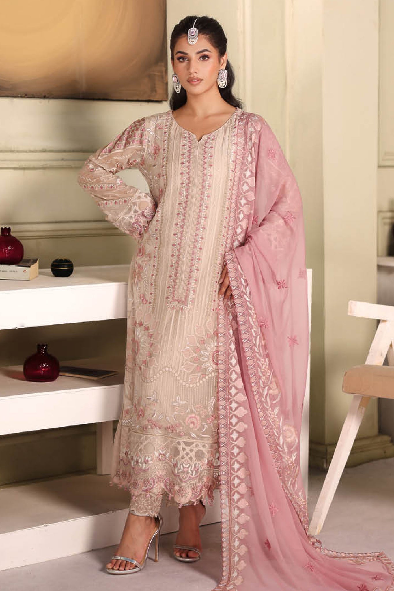 Ramsha Unstitched 3 Piece Luxury Chiffon Vol-27 Suit-F-2704