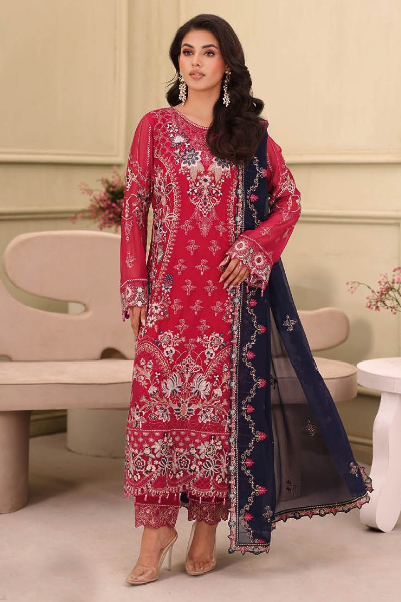 Ramsha Unstitched 3 Piece Luxury Chiffon Vol-27 Suit-F-2705