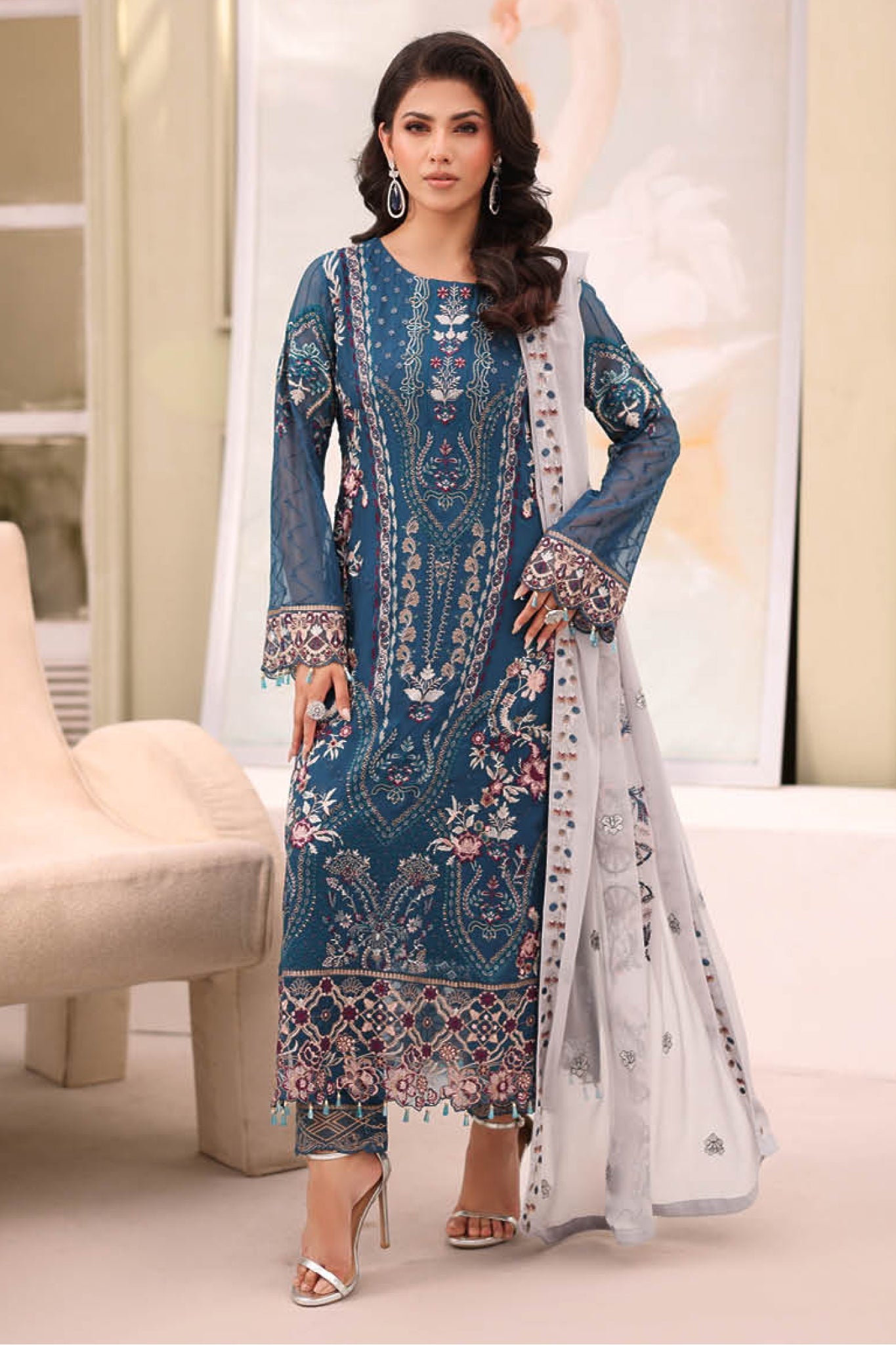 Ramsha Unstitched 3 Piece Luxury Chiffon Vol-27 Collection'2025-F-2707