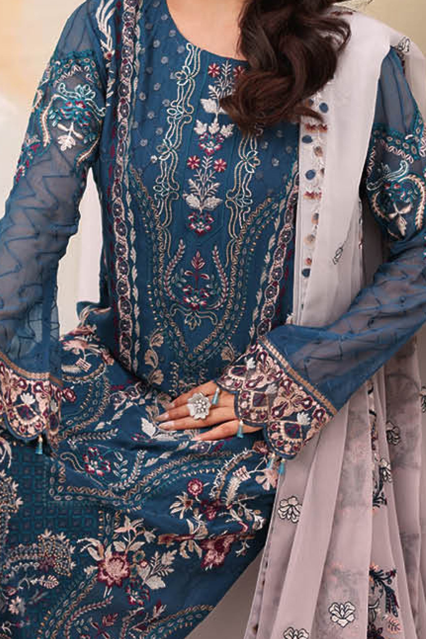 Ramsha Unstitched 3 Piece Luxury Chiffon Vol-27 Collection'2025-F-2707