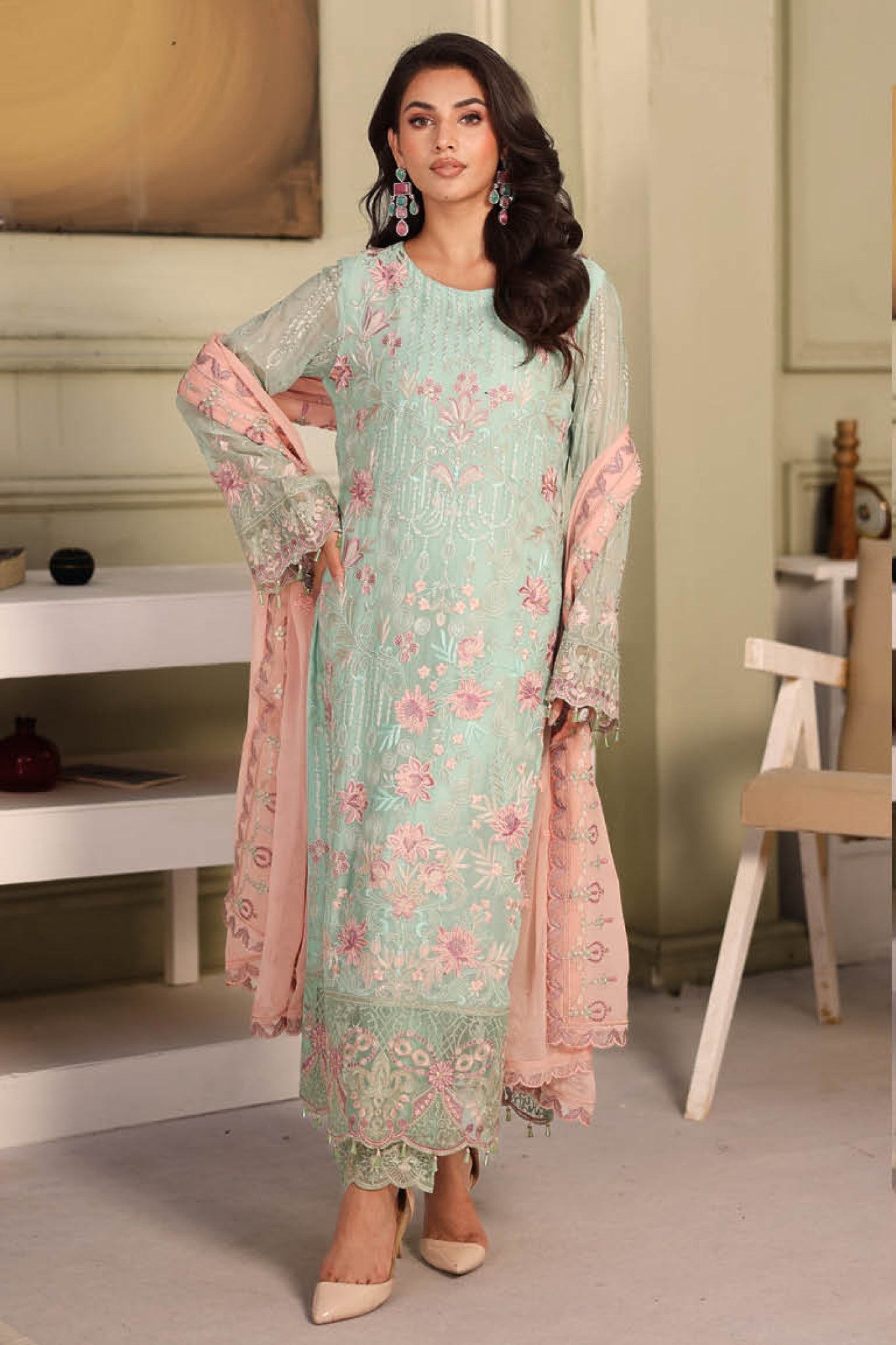 Ramsha Unstitched 3 Piece Luxury Chiffon Vol-27 Suit-F-2710
